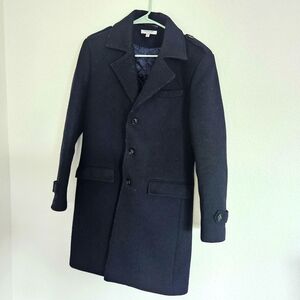 Isaac Mizrahi Boys Navy Wool Long Pea Coat Size 18